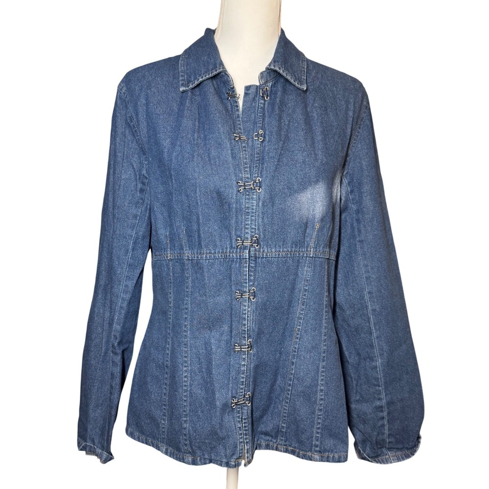 Metrostyle Hook and Eye Denim Jacket 12T Blue Tall Western Y2K Jean